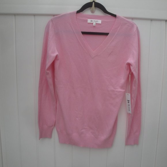 Ye Mak Sweater Sweaters - Ye Mak Sweater Women's Large Pink Soft Viscose V-Neck New with Tags Cottagecore